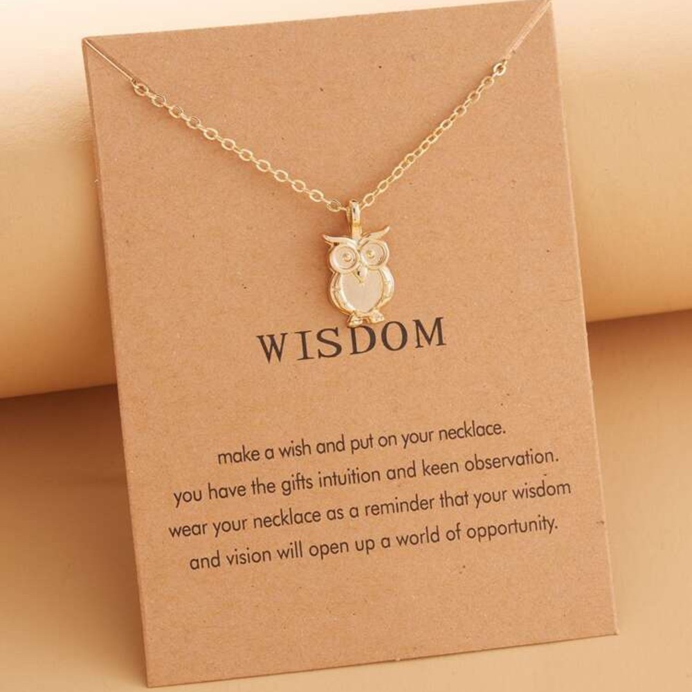 🎉 New Gold Owl Wisdom Necklace and Card